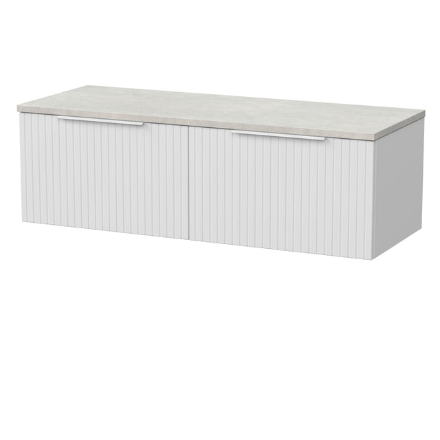 [BFLF122LSWG2] Callingwood Contemporary Wall Hung 2 Drawer 1200mm Vanity Unit with White Sparkle Laminate Worktop, Choice of Colour - Cutout