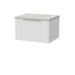 [BFLF122LSWG] Callingwood Contemporary Wall Hung 1 Drawer Vanity Unit with White Sparkle Laminate Worktop, Choice of Size and Colour - Cutout