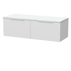 [BFLF122LWN2] Callingwood Contemporary Wall Hung 2 Drawer 1200mm Vanity Unit with White Nebula Laminate Worktop, Choice of Colour - Cutout