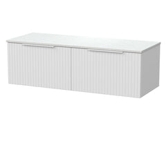 [BFLF122WMT2] Callingwood Contemporary Wall Hung 2 Drawer 1200mm Vanity Unit with White Marble Worktop, Choice of Colour - Cutout