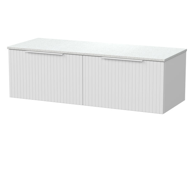 [BFLF122WMT2] Callingwood Contemporary Wall Hung 2 Drawer 1200mm Vanity Unit with White Marble Worktop, Choice of Colour - Cutout