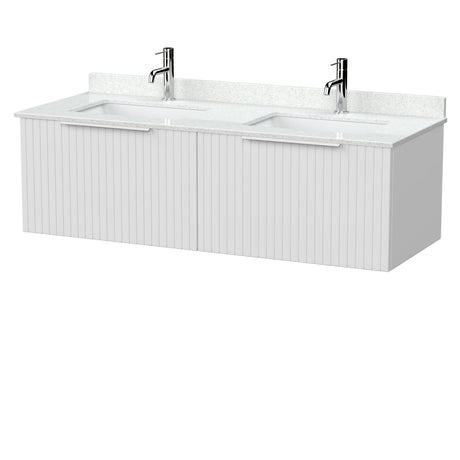 [BFLF122WS2] Callingwood Contemporary Wall Hung 2 Drawer 1200mm Vanity Unit with Marble Worktop and Double Basin, Choice of Colour - Cutout
