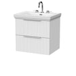 [BFLF124B] Callingwood Contemporary Wall Hung 2 Drawer Vanity Unit with Traditional 3 Tap Hole Fireclay Basin, Choice of Size and Colour - Cutout