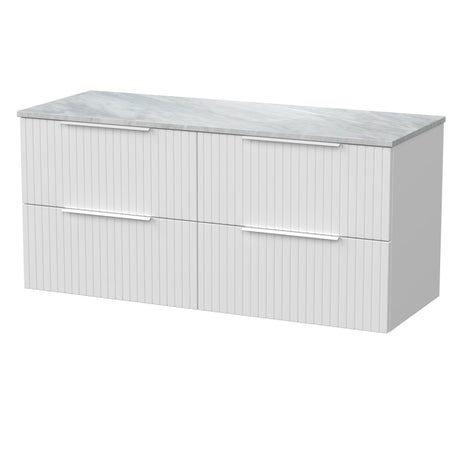 [BFLF124GMT2] Callingwood Contemporary Wall Hung 4 Drawer 1200mm Vanity Unit with Grey Marble Worktop, Choice of Colour - Cutout