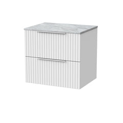 [BFLF124GMT] Callingwood Contemporary Wall Hung 2 Drawer Vanity Unit with Grey Marble Worktop, Choice of Size and Colour - Cutout