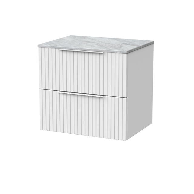 [BFLF124GMT] Callingwood Contemporary Wall Hung 2 Drawer Vanity Unit with Grey Marble Worktop, Choice of Size and Colour - Cutout