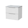 [BFLF124GMT] Callingwood Contemporary Wall Hung 2 Drawer Vanity Unit with Grey Marble Worktop, Choice of Size and Colour - Cutout