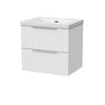 [BFLF124K] Callingwood Contemporary Wall Hung 2 Drawer Vanity Unit with 0 Tap Hole Fireclay Basin, Choice of Size and Colour - Cutout