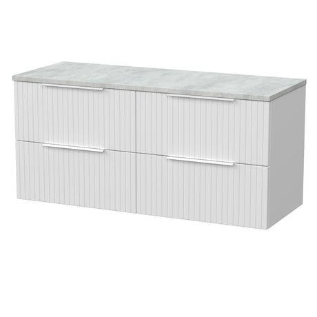 [BFLF124LBG2] Callingwood Contemporary Wall Hung 4 Drawer 1200mm Vanity Unit with Bellato Grey Laminate Worktop, Choice of Colour - Cutout