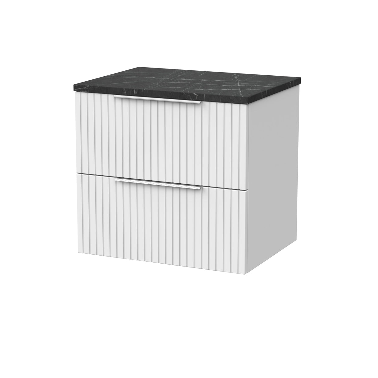 [BFLF124LBP] Callingwood Contemporary Wall Hung 2 Drawer Vanity Unit with Black Pietra Marble Laminate Worktop, Choice of Size and Colour - Cutout
