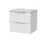 [BFLF124LCM] Callingwood Contemporary Wall Hung 2 Drawer Vanity Unit with Carrera Marble Laminate Worktop, Choice of Size and Colour - Cutout