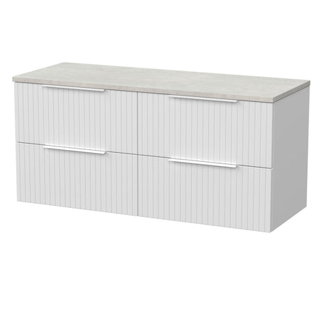[BFLF124LSWG2] Callingwood Contemporary Wall Hung 4 Drawer 1200mm Vanity Unit with White Sparkle Laminate Worktop, Choice of Colour - Cutout