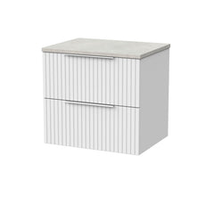 [BFLF124LSWG] Callingwood Contemporary Wall Hung 2 Drawer Vanity Unit with White Sparkle Laminate Worktop, Choice of Size and Colour - Cutout