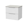 [BFLF124LSWG] Callingwood Contemporary Wall Hung 2 Drawer Vanity Unit with White Sparkle Laminate Worktop, Choice of Size and Colour - Cutout