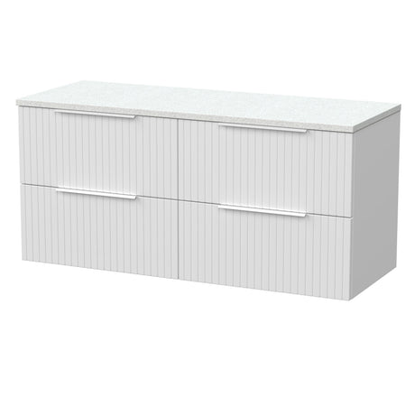 [BFLF124LWN2] Callingwood Contemporary Wall Hung 4 Drawer 1200mm Vanity Unit with White Nebula Laminate Worktop, Choice of Colour - Cutout
