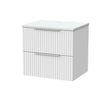 [BFLF124LWN] Callingwood Contemporary Wall Hung 2 Drawer Vanity Unit with White Nebula Laminate Worktop, Choice of Size and Colour - Cutout