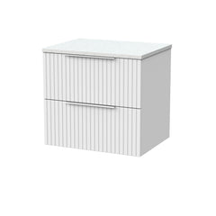 [BFLF124LWN] Callingwood Contemporary Wall Hung 2 Drawer Vanity Unit with White Nebula Laminate Worktop, Choice of Size and Colour - Cutout