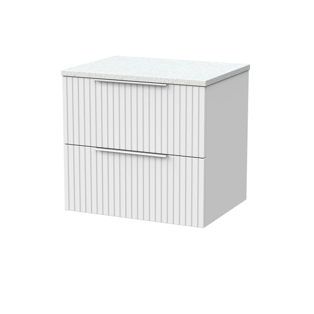 [BFLF124LWN] Callingwood Contemporary Wall Hung 2 Drawer Vanity Unit with White Nebula Laminate Worktop, Choice of Size and Colour - Cutout