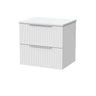 [BFLF124LWN] Callingwood Contemporary Wall Hung 2 Drawer Vanity Unit with White Nebula Laminate Worktop, Choice of Size and Colour - Cutout