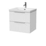 [BFLF124L] Callingwood Contemporary Wall Hung 2 Drawer Vanity Unit with 1 Tap Hole Fireclay Basin, Choice of Size and Colour - Cutout