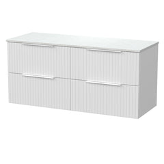 [BFLF124WMT2] Callingwood Contemporary Wall Hung 4 Drawer 1200mm Vanity Unit with White Marble Worktop, Choice of Colour - Cutout