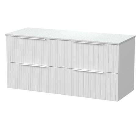 [BFLF124WMT2] Callingwood Contemporary Wall Hung 4 Drawer 1200mm Vanity Unit with White Marble Worktop, Choice of Colour - Cutout