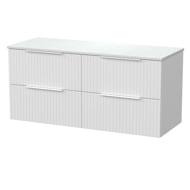 [BFLF124WMT2] Callingwood Contemporary Wall Hung 4 Drawer 1200mm Vanity Unit with White Marble Worktop, Choice of Colour - Cutout
