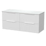 [BFLF124WMT2] Callingwood Contemporary Wall Hung 4 Drawer 1200mm Vanity Unit with White Marble Worktop, Choice of Colour - Cutout