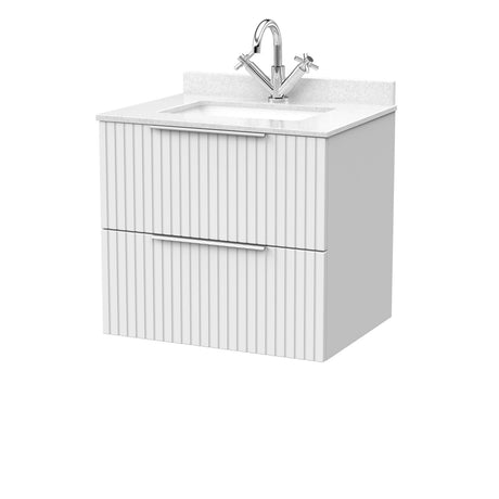 [BFLF124WS1] Callingwood Contemporary Wall Hung 2 Drawer Vanity Unit with Marble Worktop and Basin, Choice of Size and Colour - Cutout