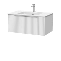 [BFLF125C] Callingwood Contemporary Wall Hung 1 Drawer Vanity Unit with Minimalist Ceramic Basin, Choice of Size and Colour - Cutout