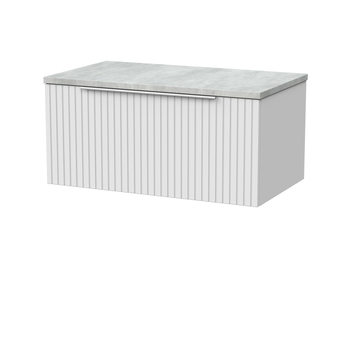 [BFLF125LBG] Callingwood Contemporary Wall Hung 1 Drawer Vanity Unit with Bellato Grey Laminate Worktop, Choice of Size and Colour - Cutout