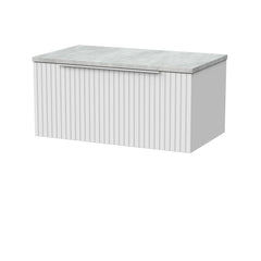 [BFLF125LBG] Callingwood Contemporary Wall Hung 1 Drawer Vanity Unit with Bellato Grey Laminate Worktop, Choice of Size and Colour - Cutout