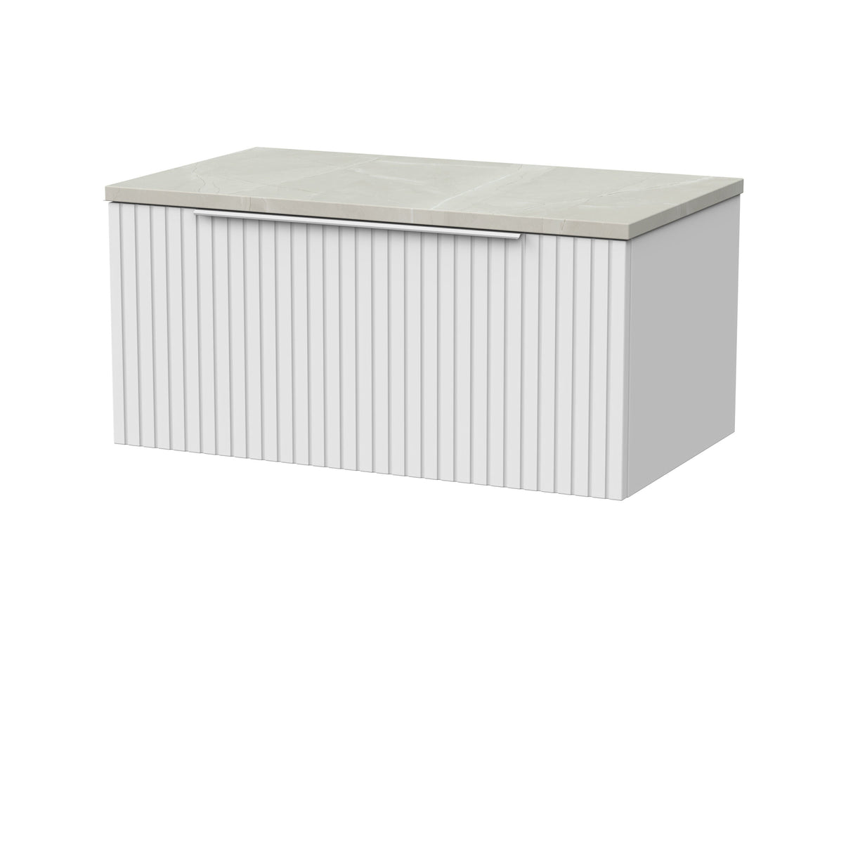 [BFLF125LMP] Callingwood Contemporary Wall Hung 1 Drawer Vanity Unit with Marble Plaster Laminate Worktop, Choice of Size and Colour - Cutout