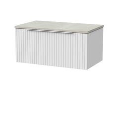 [BFLF125LMP] Callingwood Contemporary Wall Hung 1 Drawer Vanity Unit with Marble Plaster Laminate Worktop, Choice of Size and Colour - Cutout