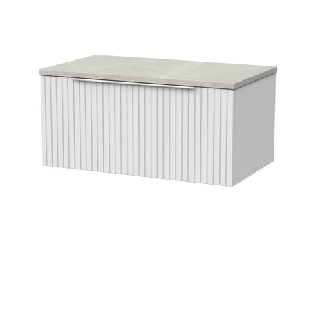 [BFLF125LMP] Callingwood Contemporary Wall Hung 1 Drawer Vanity Unit with Marble Plaster Laminate Worktop, Choice of Size and Colour - Cutout