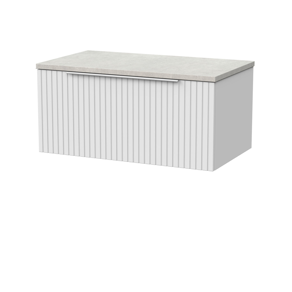 [BFLF125LSWG] Callingwood Contemporary Wall Hung 1 Drawer Vanity Unit with White Sparkle Laminate Worktop, Choice of Size and Colour - Cutout