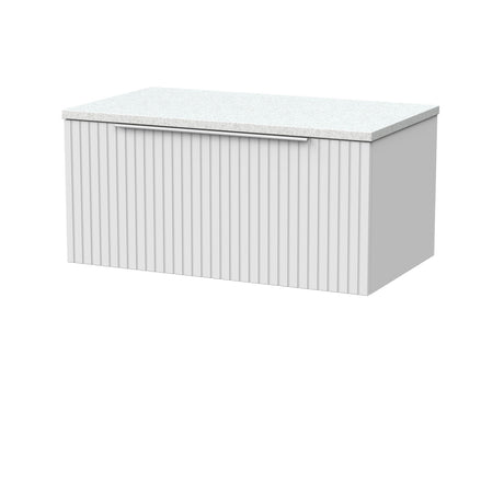 [BFLF125LWN] Callingwood Contemporary Wall Hung 1 Drawer Vanity Unit with White Nebula Laminate Worktop, Choice of Size and Colour - Cutout