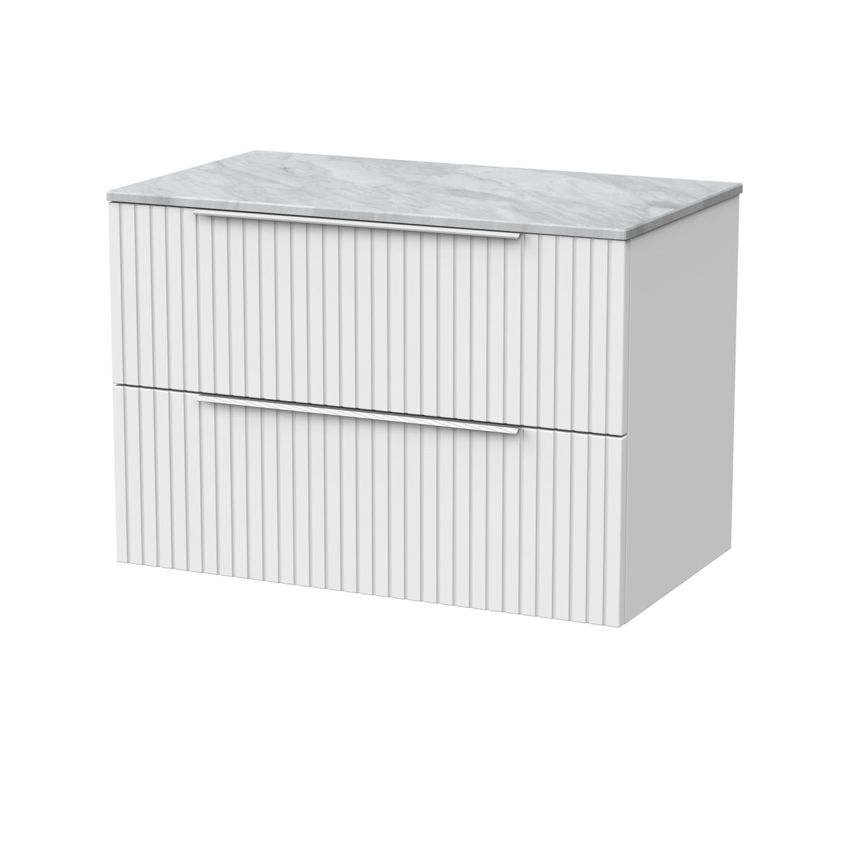[BFLF126GMT] Callingwood Contemporary Wall Hung 2 Drawer Vanity Unit with Grey Marble Worktop, Choice of Size and Colour - Cutout