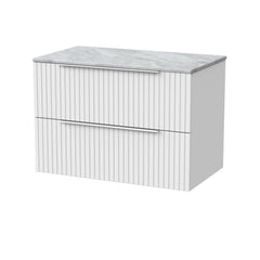 [BFLF126GMT] Callingwood Contemporary Wall Hung 2 Drawer Vanity Unit with Grey Marble Worktop, Choice of Size and Colour - Cutout