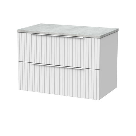 [BFLF126LBG] Callingwood Contemporary Wall Hung 2 Drawer Vanity Unit with Bellato Grey Laminate Worktop, Choice of Size and Colour - Cutout