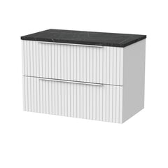 [BFLF126LBP] Callingwood Contemporary Wall Hung 2 Drawer Vanity Unit with Black Pietra Marble Laminate Worktop, Choice of Size and Colour - Cutout