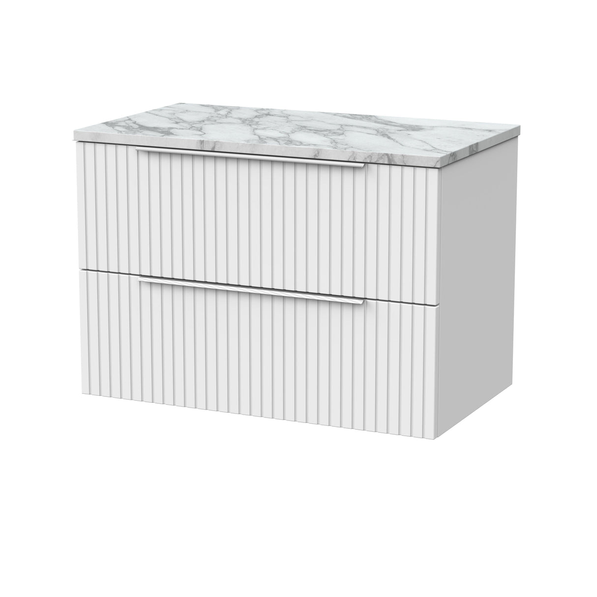 [BFLF126LCM] Callingwood Contemporary Wall Hung 2 Drawer Vanity Unit with Carrera Marble Laminate Worktop, Choice of Size and Colour - Cutout