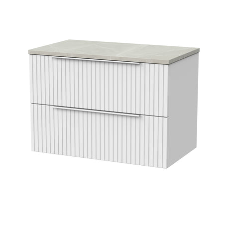 [BFLF126LMP] Callingwood Contemporary Wall Hung 2 Drawer Vanity Unit with Marble Plaster Laminate Worktop, Choice of Size and Colour - Cutout
