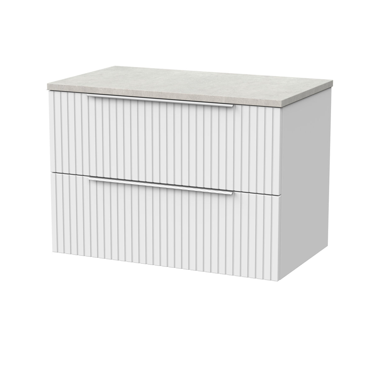 [BFLF126LSWG] Callingwood Contemporary Wall Hung 2 Drawer Vanity Unit with White Sparkle Laminate Worktop, Choice of Size and Colour - Cutout