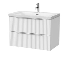 [BFLF126L] Callingwood Contemporary Wall Hung 2 Drawer Vanity Unit with 1 Tap Hole Fireclay Basin, Choice of Size and Colour - Cutout