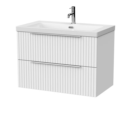 [BFLF126L] Callingwood Contemporary Wall Hung 2 Drawer Vanity Unit with 1 Tap Hole Fireclay Basin, Choice of Size and Colour - Cutout