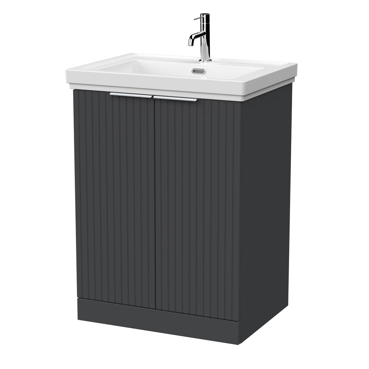 [BFLF1403A] Callingwood Contemporary Floor Standing 2 Door Vanity Unit with Traditional 1 Tap Hole Fireclay Basin, Choice of Size and Colour - Cutout