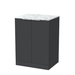 [BFLF1403CMT] Callingwood Contemporary Floor Standing 2 Door Vanity Unit with Carrera Marble Worktop, Choice of Size and Colour - Cutout