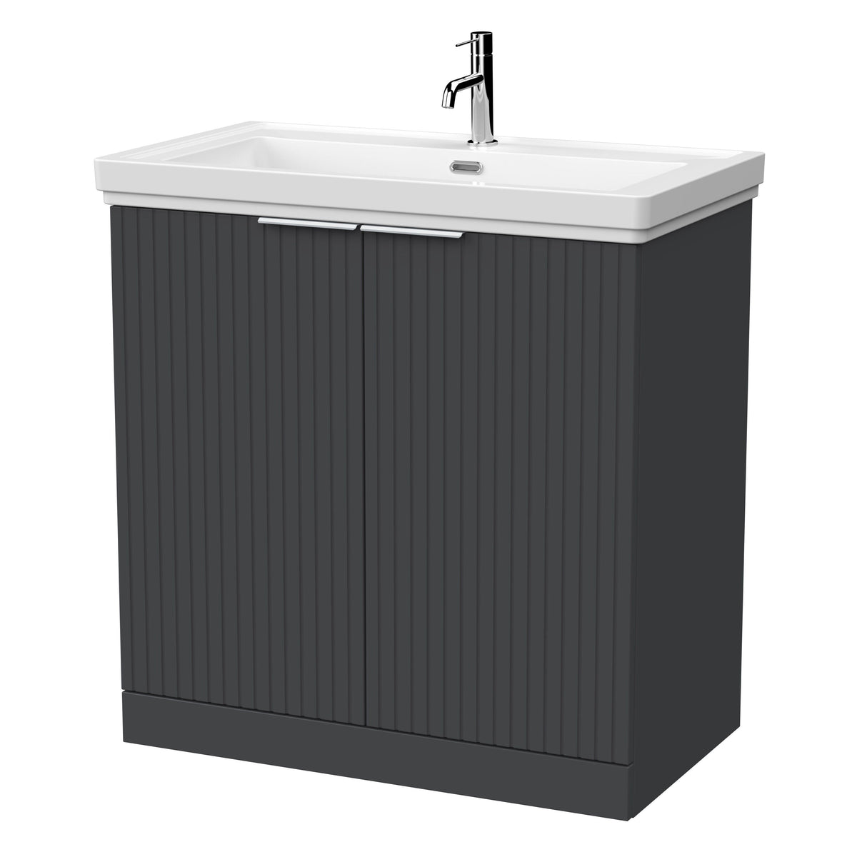 [BFLF1405A] Callingwood Contemporary Floor Standing 2 Door Vanity Unit with Traditional 1 Tap Hole Fireclay Basin, Choice of Size and Colour - Cutout