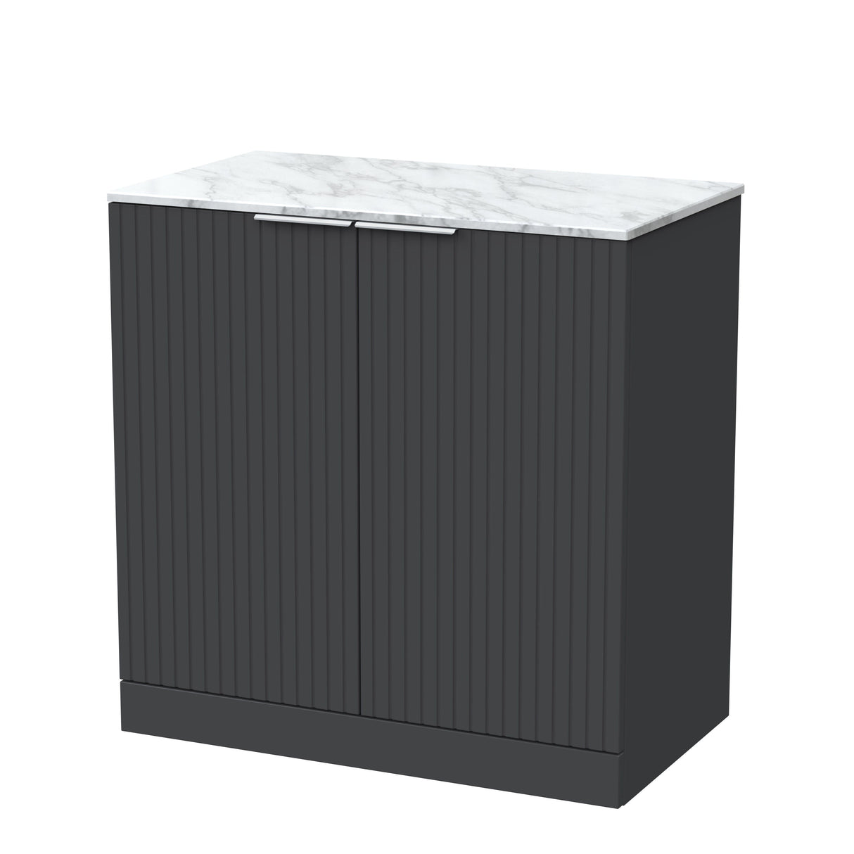 [BFLF1405CMT] Callingwood Contemporary Floor Standing 2 Door Vanity Unit with Carrera Marble Worktop, Choice of Size and Colour - Cutout